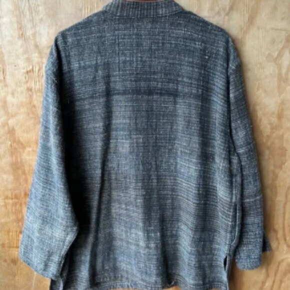 Yasuko Kurisaka Mandarin Button Down Blazer Tweed Boucle Brown Gray Jacket - Picture 2 of 7